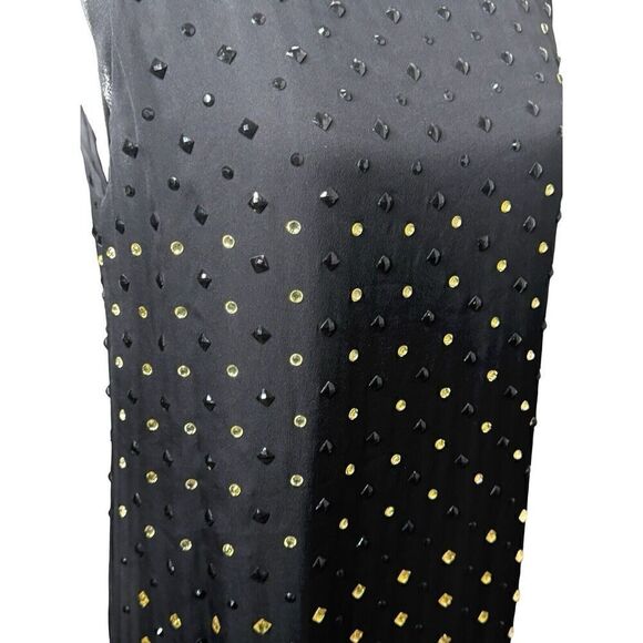 Diane von Furstenberg Ella Silk Mini Dress Size 6 Faceted Crystals Chiffon Black - Picture 5 of 11
